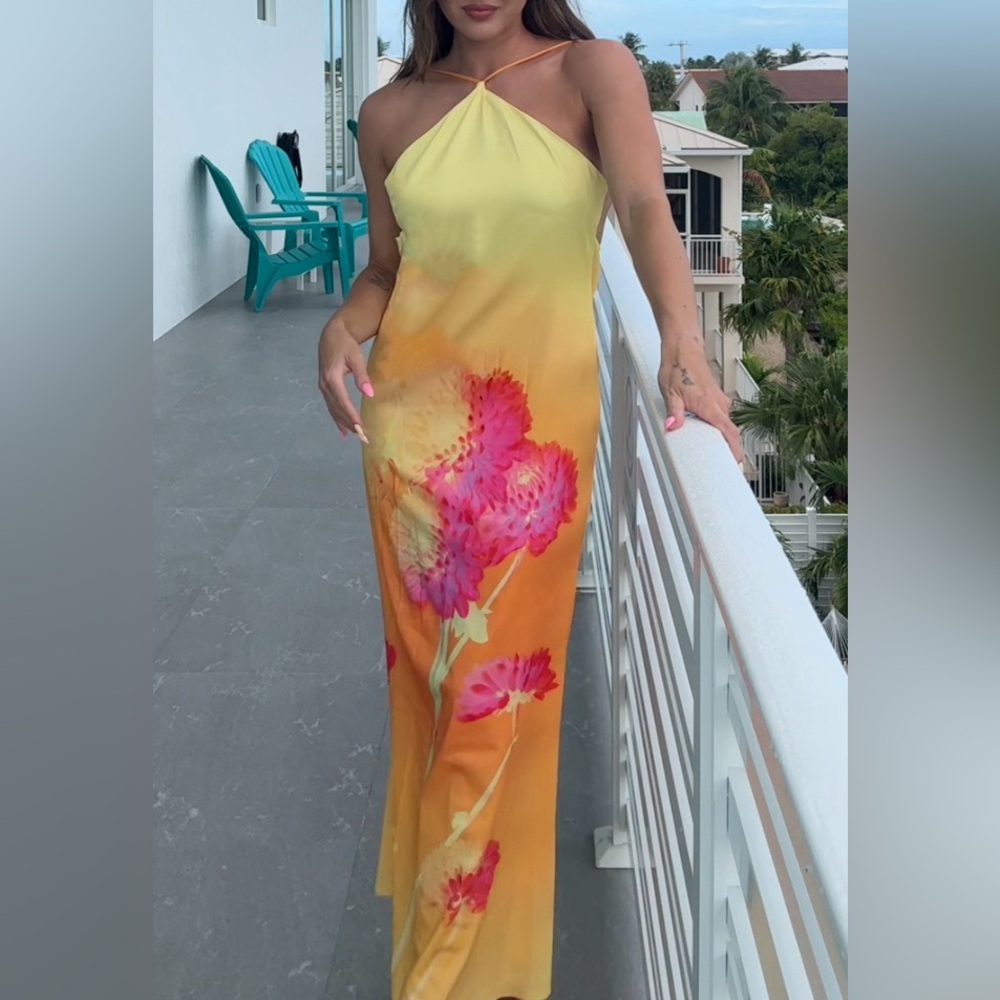 Peppermayo Yellow and Pink Backless Dress - Picture 3 of 4